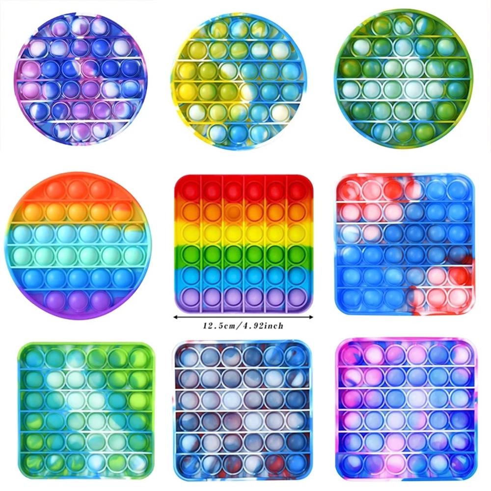 New 2021 Rainbow Push Bubble Fidget Sensory Toy Stress Reliever Stress Relief Toys Anxiety Relief Toys For Kids Birthday Party Gifts