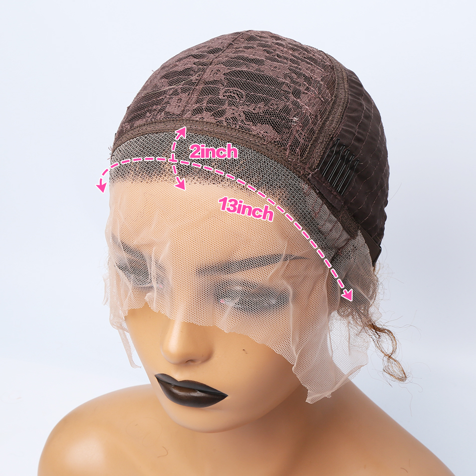 Free shipping Pixie Cut Lace Frontal Human Wig Brazilian Remy Curly Short Bob Wigs For black Womem PrePlucked With Baby Hair T Part