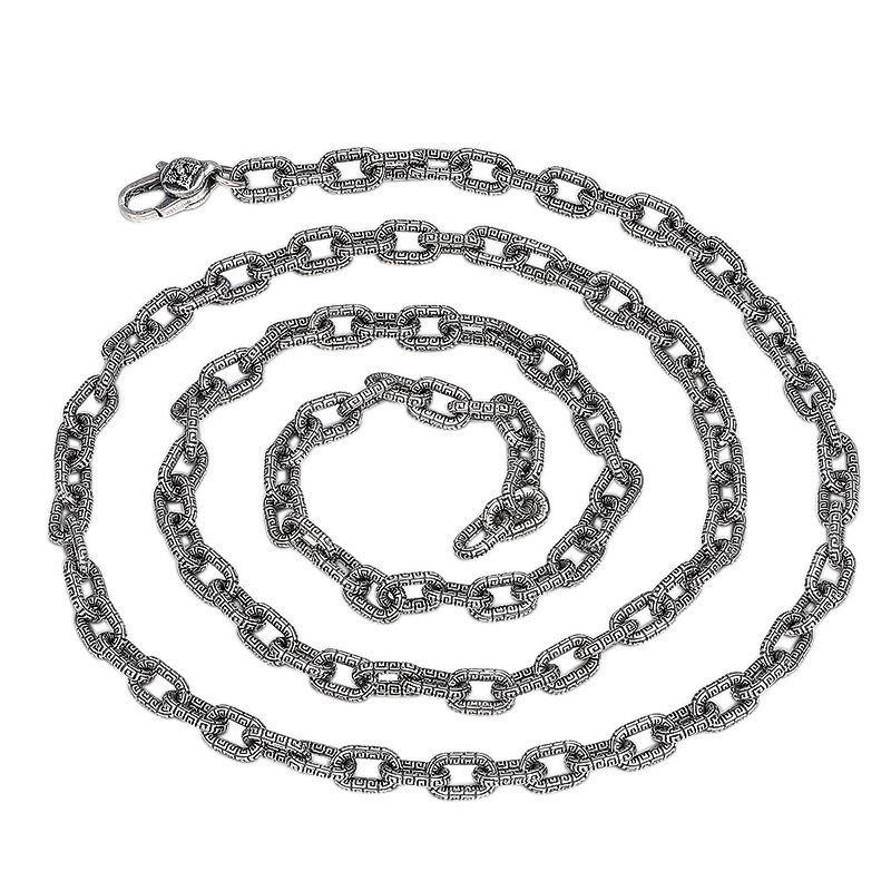 925 sterling silver ball textured link chain men's necklaces American European Hip-hop handmade designer punk gothic antique luxury jewelry acces