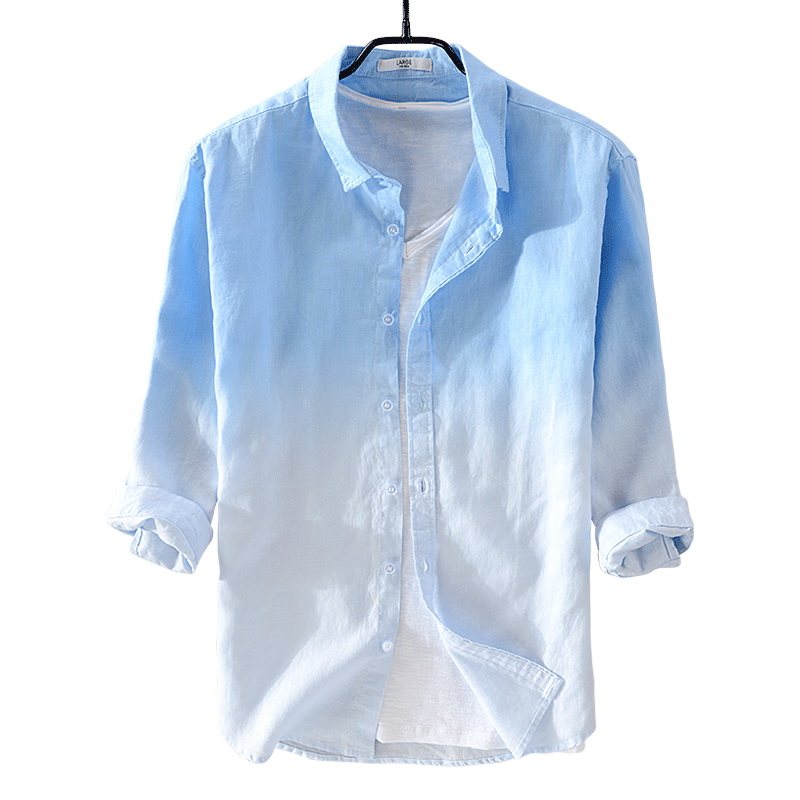 2022 New Summer Men's Linen Shirt Men Brand Three-Quarter Sleeve Shirt Mens Gradient Blue Shirts Male Casual Camisa
2022 New Summer Men's Linen Shirt Men Brand Three-Quarter Sleeve Shirt Mens Gradient Blue Shirts Male Casual Camisa