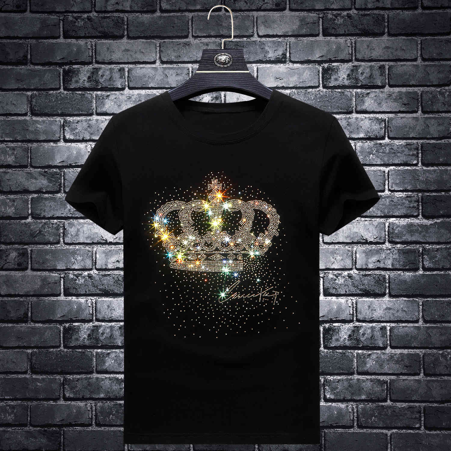 fashion t shirt drill short sleeve men's crown youth round neck half base shirt 5d laser heavy industry trend, White;black
fashion t shirt drill short sleeve men's crown youth round neck half base shirt 5d laser heavy industry trend, White;black