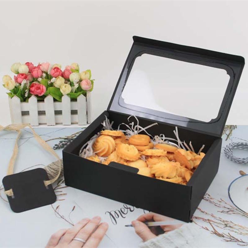 Gift Wrap 6Pcs White Black Kraft Paper Box Candy Packaging Cookies Treats Boxes With Window Christmas Decor Wedding Party Favor