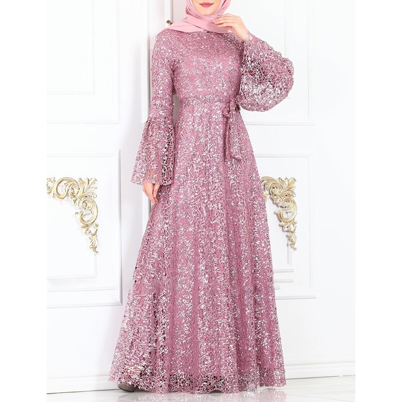 Dubai Arab Islamic Clothing Dresses Muslim Abaya Maxi Dress Women Sequin Flare Sleeve Lace Mesh Kaftan Long Dress Plus Size 4XL
Dubai Arab Islamic Clothing Dresses Muslim Abaya Maxi Dress Women Sequin Flare Sleeve Lace Mesh Kaftan Long Dress Plus Size 4XL