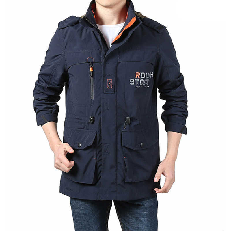 Men's Jacket Windproof Coat Hooded Men Clothing Windbreaker Spring Autumn Outwears Casual Sports Jacket 6XL Male Overalls LM353 211009