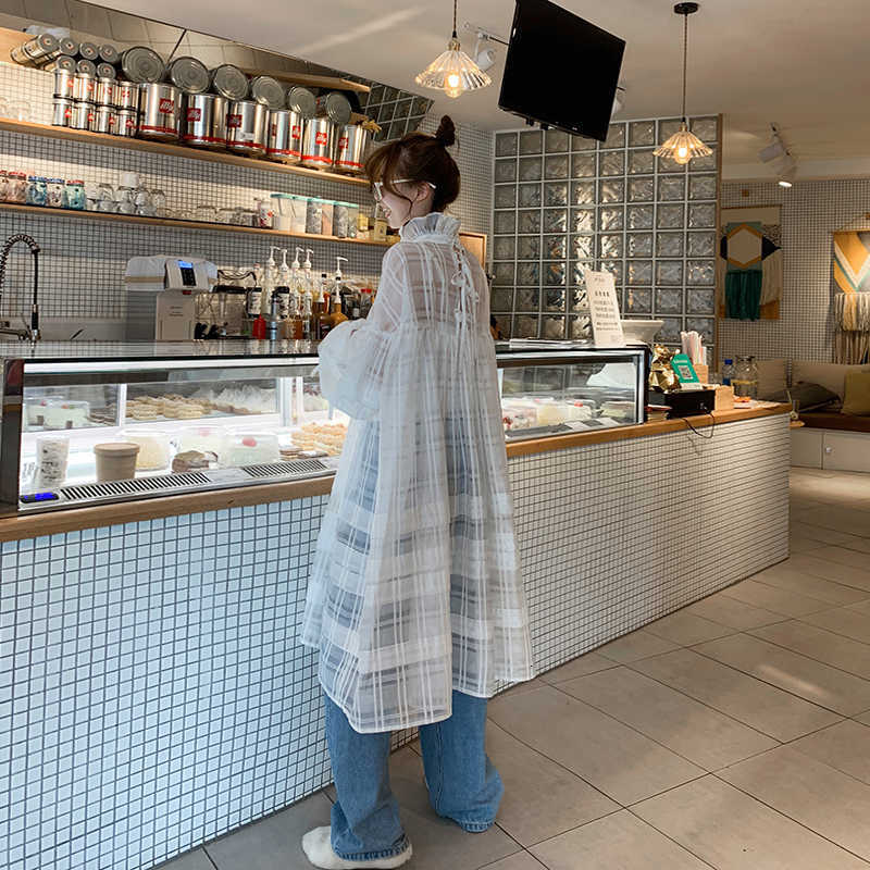 Korea Fashion Casual Two Pieces Dres Spring Summer Female White Lantern Long Sleeve Clothing B524 210603