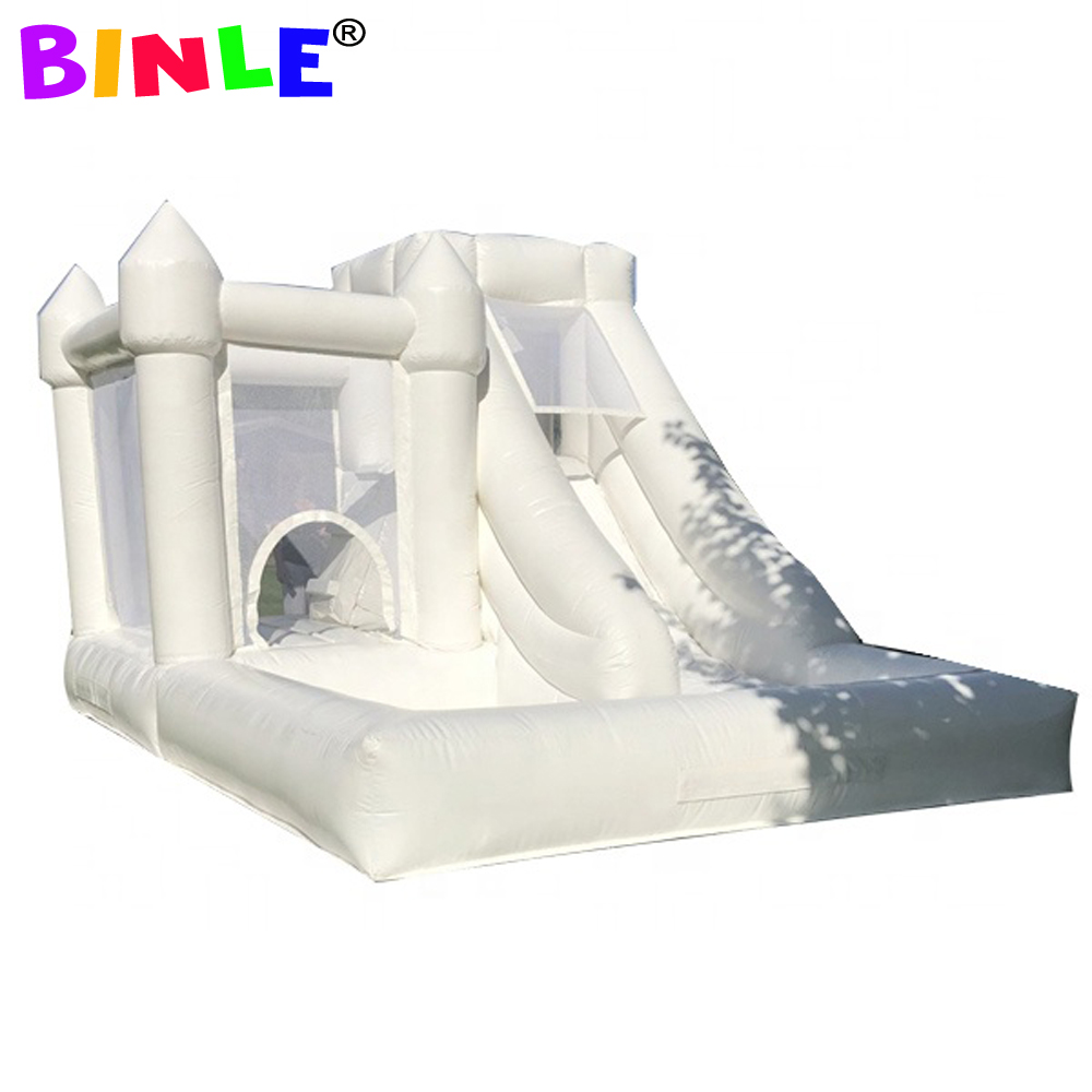 3 in 1 White Inflatable bounce house PVC commercial bouncy castle Jumper bouncer jumping combo with ball pit and slide for photos shooting kids party 