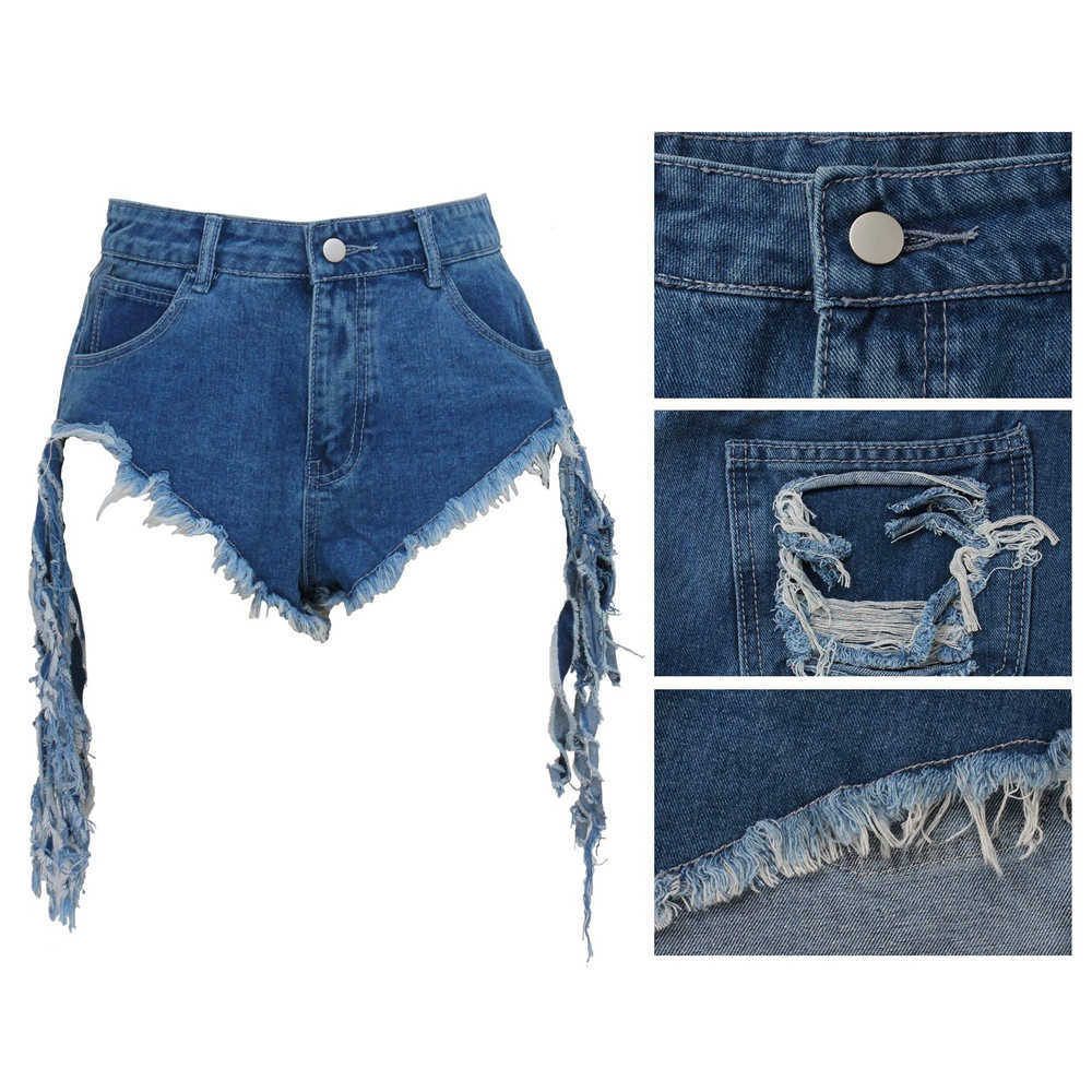 Sexy nightclub women denim shorts fashion tassel bag hip sexy skinny straight casual lady 210714