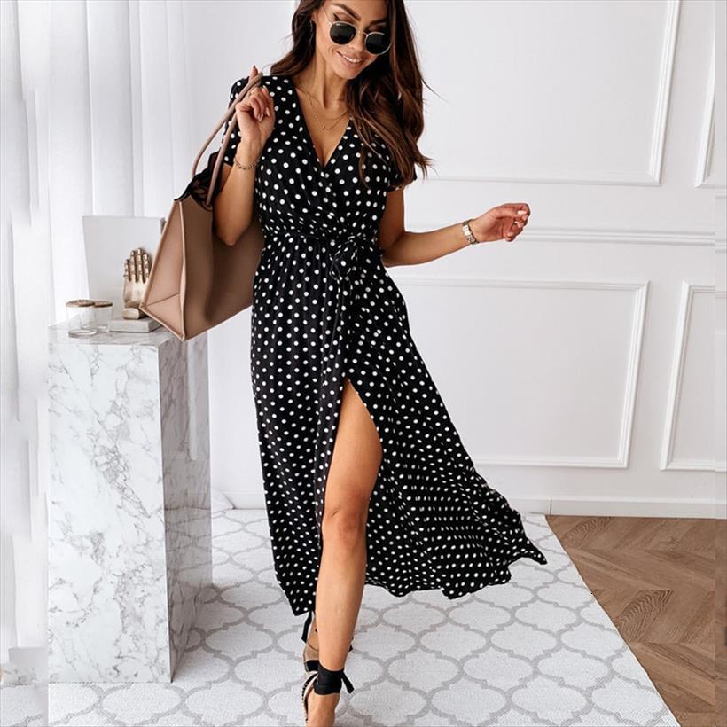v neck printing womens dress split midi summer fashion polka dot plus size bohemian beach vacation long dresses, Black;gray
v neck printing womens dress split midi summer fashion polka dot plus size bohemian beach vacation long dresses, Black;gray