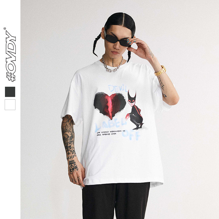 wxwovdy men's 2021 spring and summer new fashion brand personality dark heart print half sve men's loose short sve men's clot, White;black
wxwovdy men's 2021 spring and summer new fashion brand personality dark heart print half sve men's loose short sve men's clot, White;black
