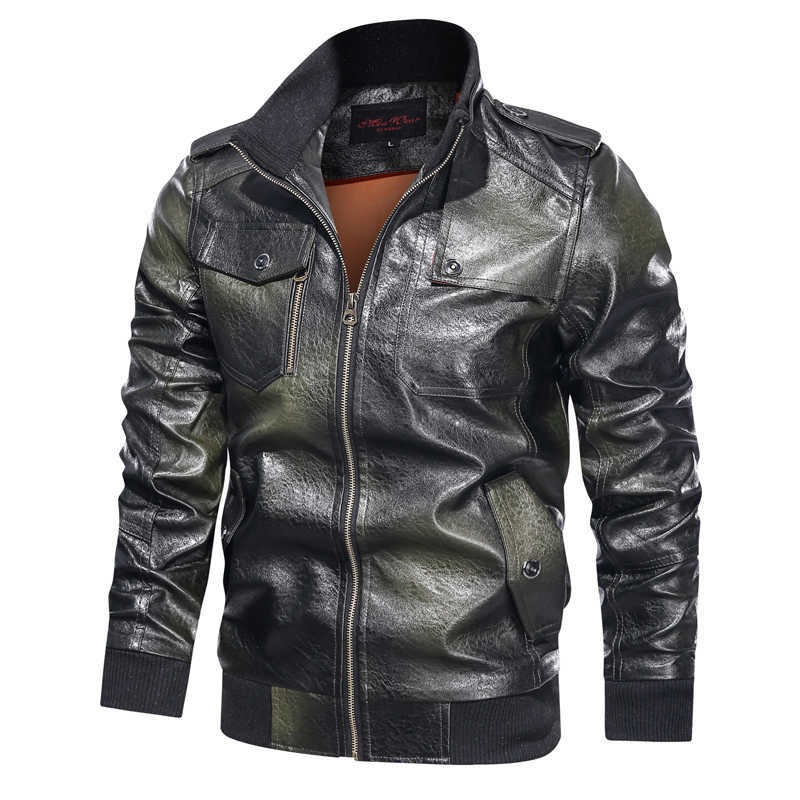 Leather Jacket Men Coats PU Casual Motorcycle Biker Male Business Autumn Winter Faux Fur Jacket Thick Fleece Windproof Slim Fit 211018