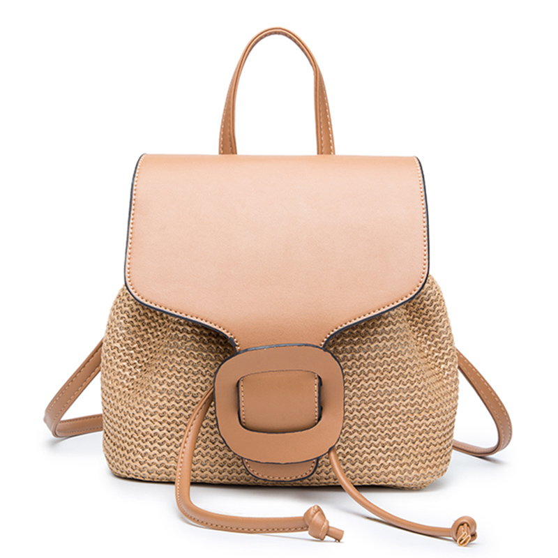 Fashion Women Backpacks small Straw Shoulder bag Casual Beach Splicing Backpack Teenage Girl Quality Travel Rucksack bags bolsa