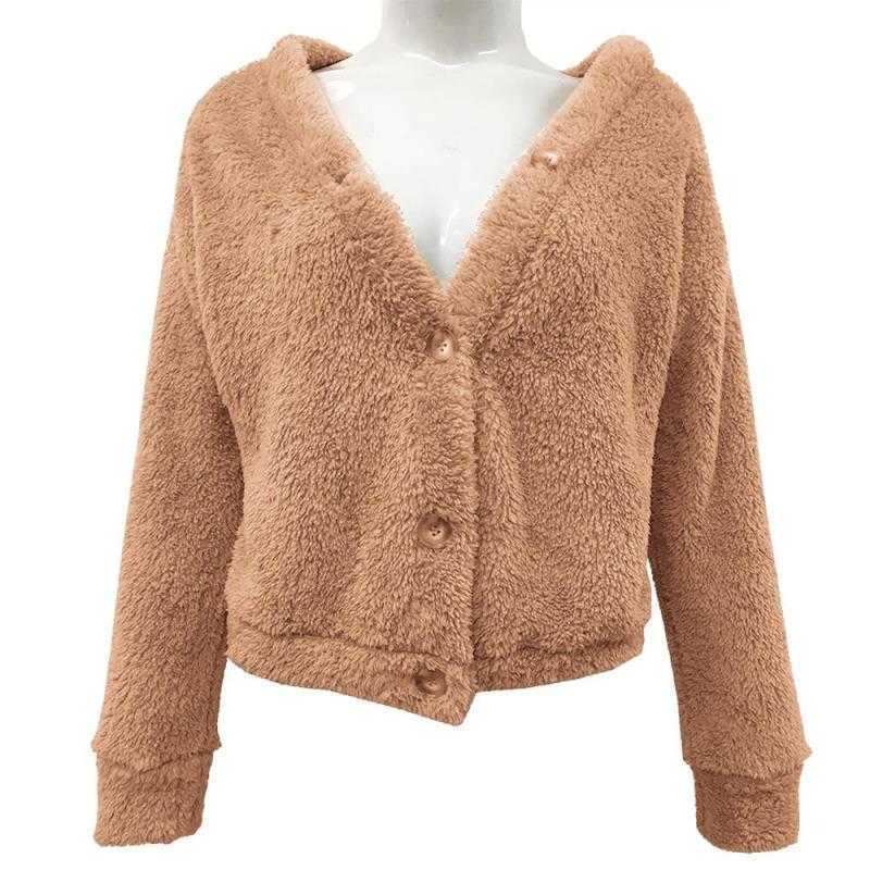 Women Coat Double Faced Fleece Winter Single Breasted Long Sleeve Short Woolen Cardigan Fashion Jacket 210524