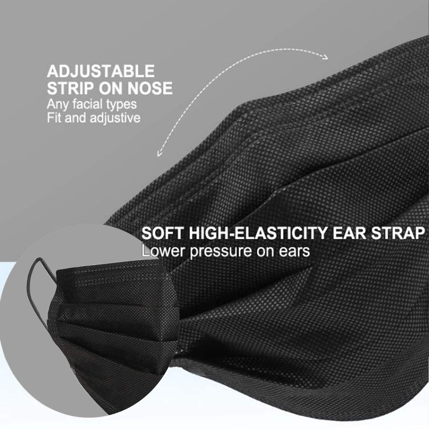 Disposable mask black 3-layer protective hygiene outdoor mask with ear hanging mouth American stock
