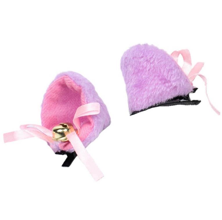 Anime Hairclips Furry Fur Lolita Hairpins Cosplay Neko Cat Ears Barrettes with Bell Halloween Party Headpiece