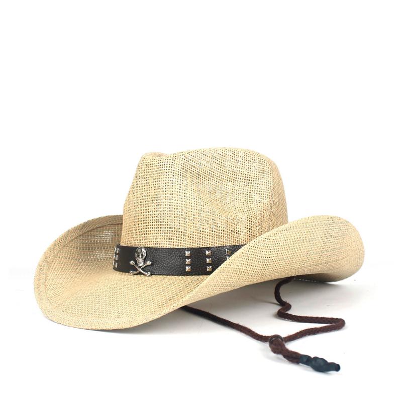Cloches Summer Straw Western Cowboy Hat Women Men Hollow Hut Sombrero Hombre Beach Cowgirl Jazz Sun Size 56-58CM