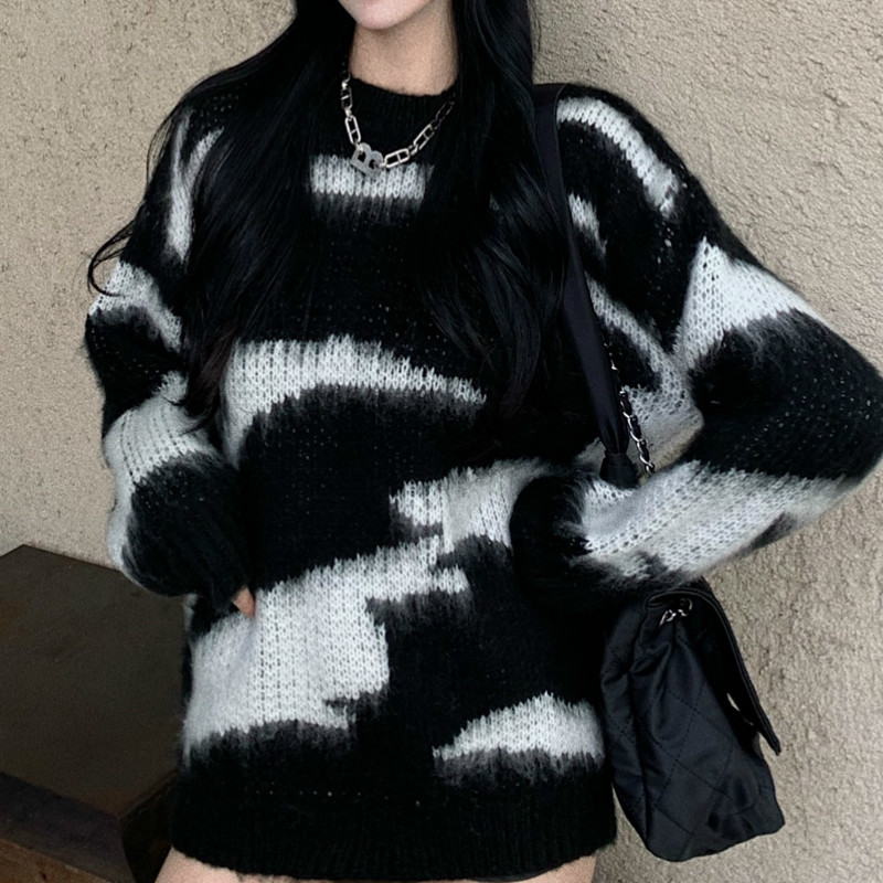 women's sweaters woman autumn casual thick o-neck chic tie-dyeknitted pullovers female winter fashion long sleeve loose black stre, White;black
women's sweaters woman autumn casual thick o-neck chic tie-dyeknitted pullovers female winter fashion long sleeve loose black stre, White;black