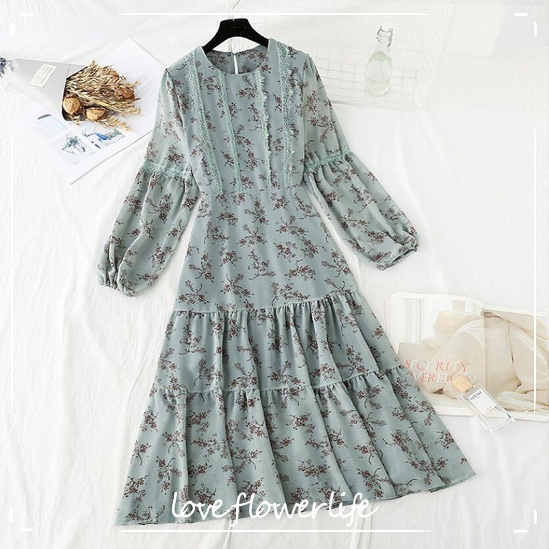 Spring Dress Women Vintage Floral Print Long Sleeve Chiffon Dresses Elegant Ruffle High waist Long Dress Party Vestidos 210521, Green
Spring Dress Women Vintage Floral Print Long Sleeve Chiffon Dresses Elegant Ruffle High waist Long Dress Party Vestidos 210521, Green