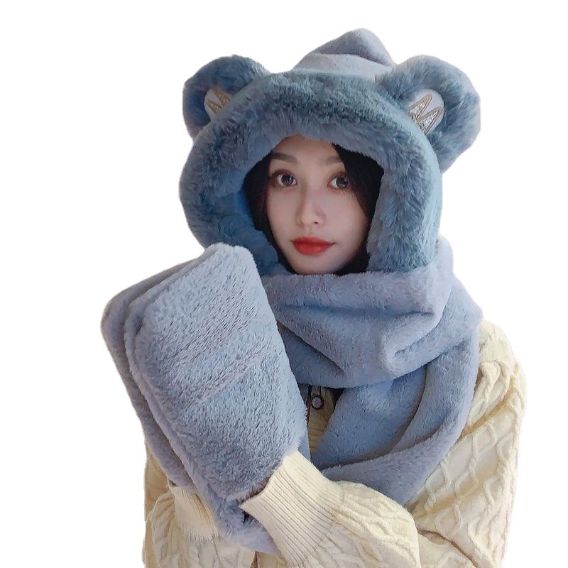 Visors New M Bear Ears Hat Gloves Scarf Three-Piece Set Womens Winter Warm and Cute Plush Bonnet Riding, Pink
Visors New M Bear Ears Hat Gloves Scarf Three-Piece Set Womens Winter Warm and Cute Plush Bonnet Riding, Pink