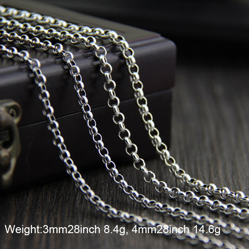 Genuine 925 Sterling Silver Sweater Chains Necklaces For Women And Men Round Shape Beaded Necklace Accessories 18-32 inch 210323