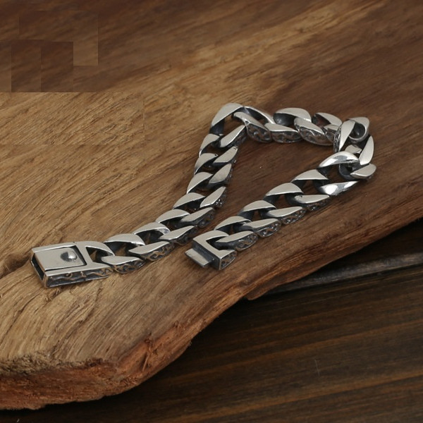 925 Sterling silver link chain bracelets 5mm American European antique handmade vintage designer luxury jewelry accessories gifts