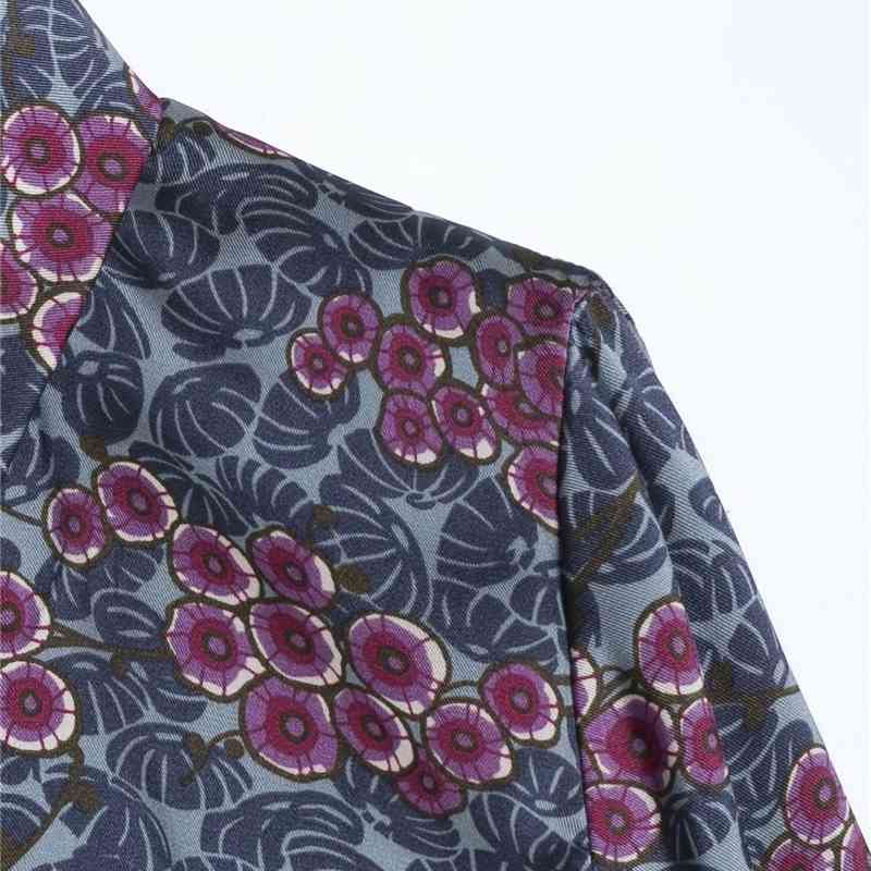 Vintage Women Fruits Print Shirts Fashion Ladies Turn Down Collar Tops Streetwear Female Chic Ruffles Blouses 210430