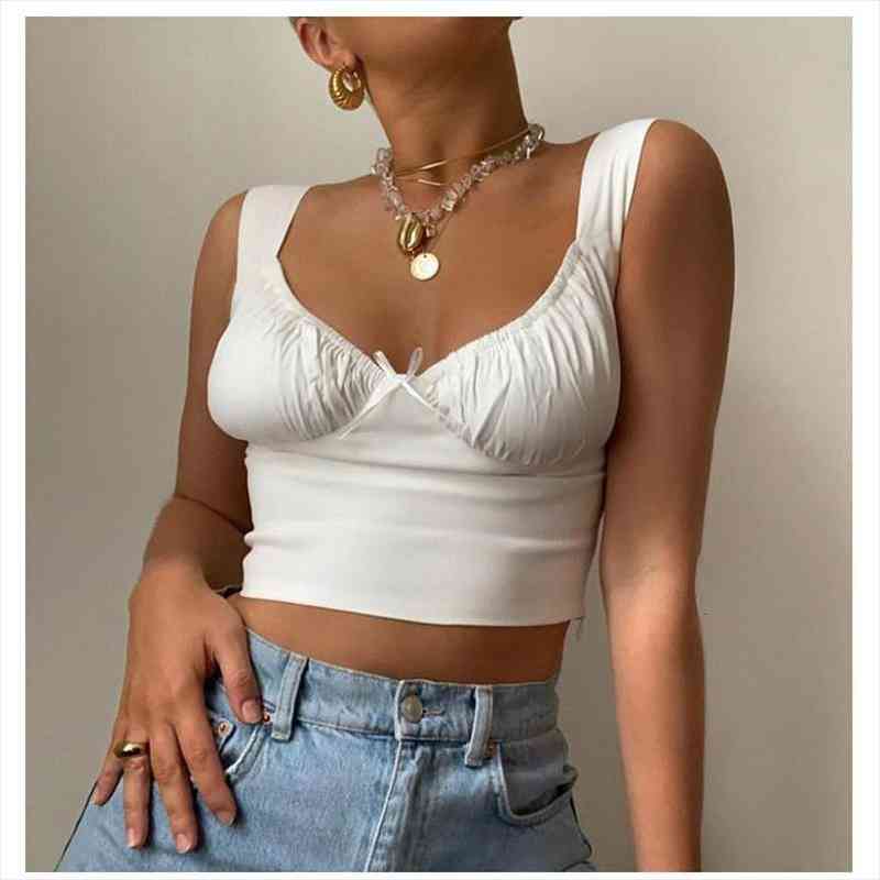 white spaghetti straps low cut bow ruched camis crop summer women sleeveless camisole female skinny bralette
white spaghetti straps low cut bow ruched camis crop summer women sleeveless camisole female skinny bralette