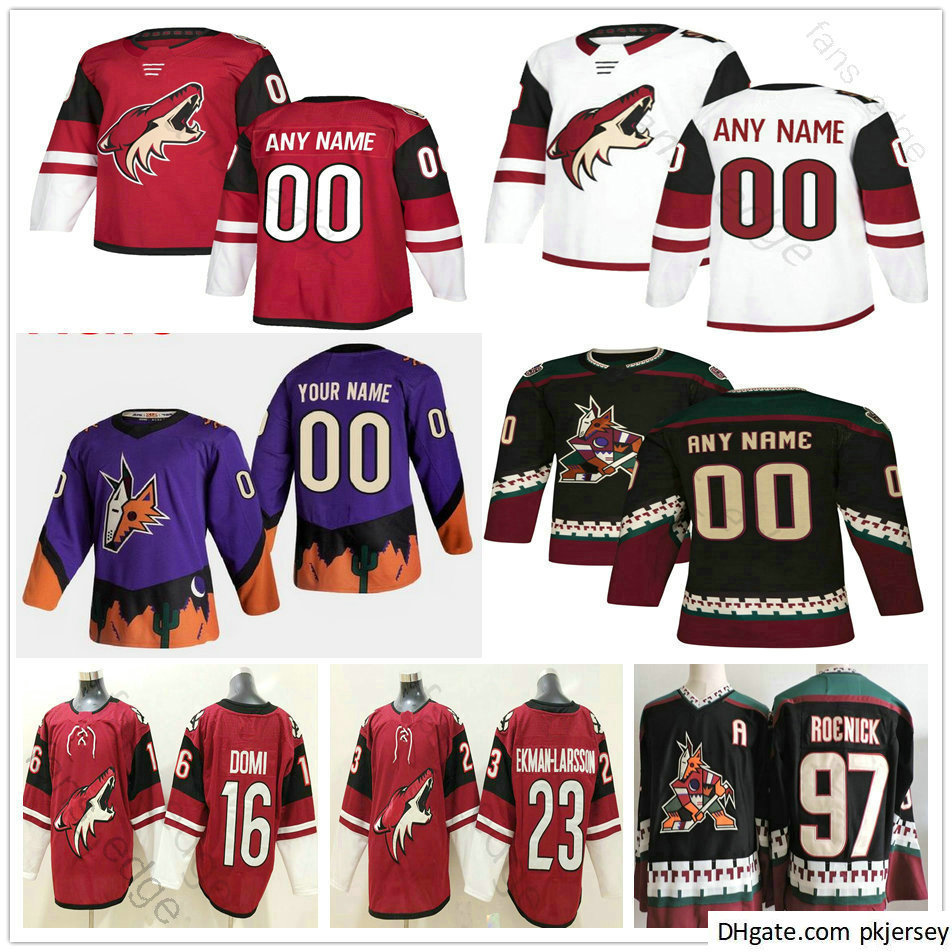 Custom 2021 Reverse Retro Arizona Coyotes Oliver Ekman-Larsson Antti Raanta Clayton Keller Darcy Kuemper Dvorak Phil Kessel Hockey Jerseys, Black;red
Custom 2021 Reverse Retro Arizona Coyotes Oliver Ekman-Larsson Antti Raanta Clayton Keller Darcy Kuemper Dvorak Phil Kessel Hockey Jerseys, Black;red