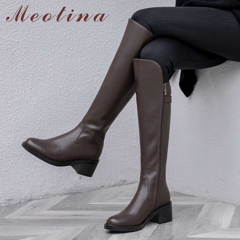 Meotina Real Leather Platform Mid Heel Knee High Boots Women Shoes Thick Heels Zip Buckle Long Boots Female Autumn Winter Black 210608, Black synthetic lin
Meotina Real Leather Platform Mid Heel Knee High Boots Women Shoes Thick Heels Zip Buckle Long Boots Female Autumn Winter Black 210608, Black synthetic lin
