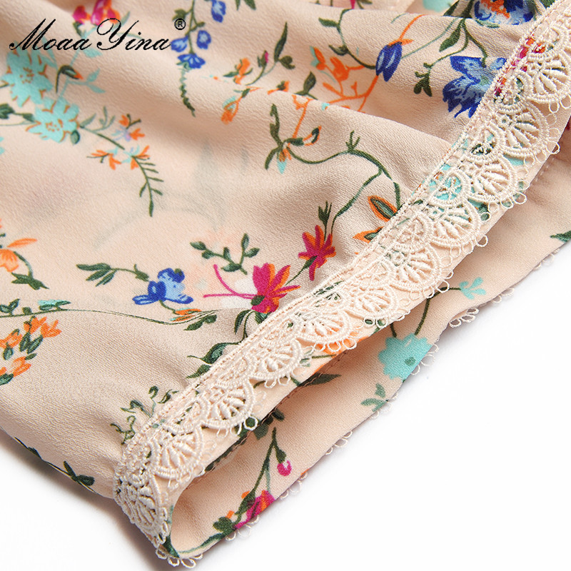 Fashion Runway dress Summer Women's Dress Sequins Mesh turn-down collar Short sleeve Ruffles Floral-Print Dresses 210524