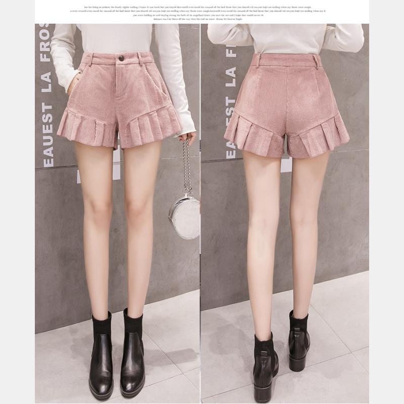 High Waist Loose Boots Korean Version Of Outside Wearing Corduroy Wide Leg Horts Casual Women's Shorts
