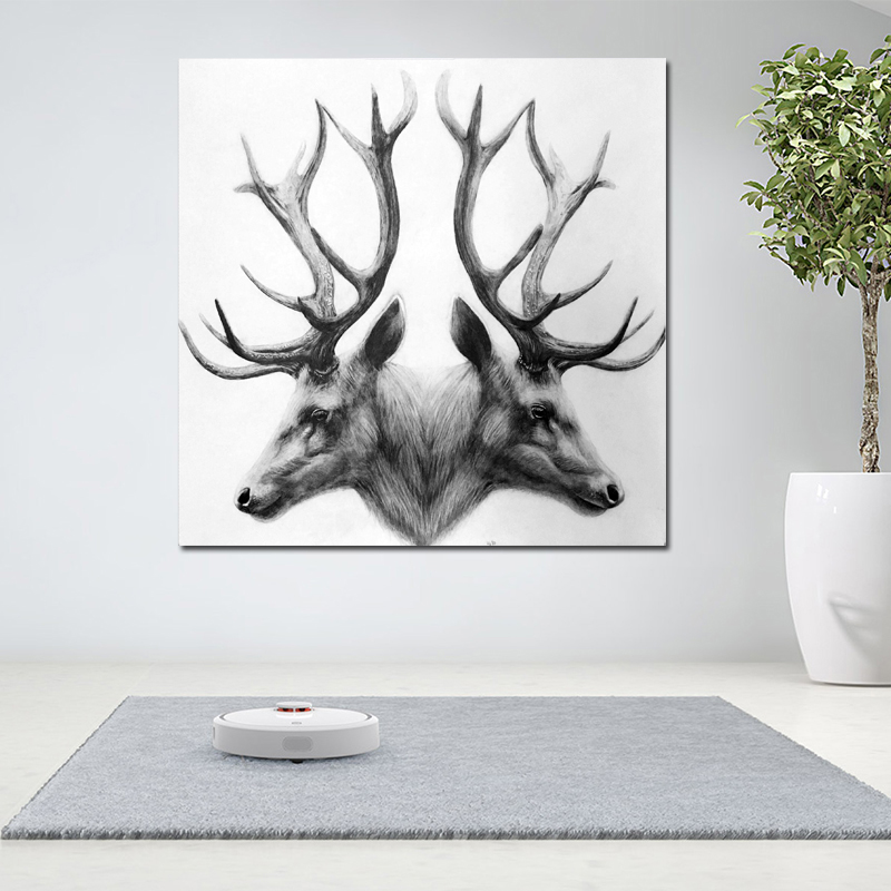 Nordic Poster Print Animal Canvas Painting Black and White Deer Pictures For Living Room ,Restaurant Wall No Frame