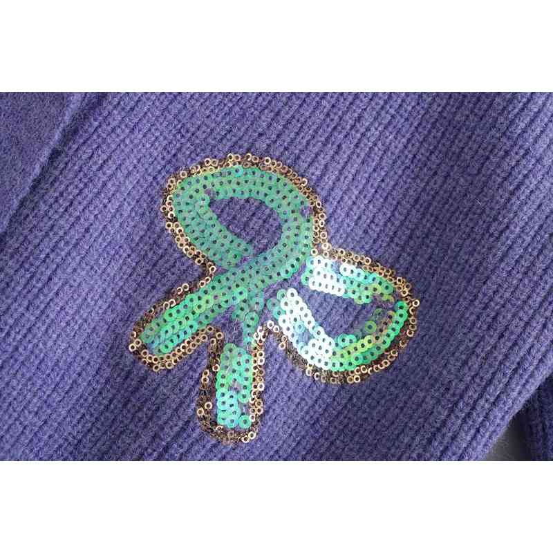 sexy v neck women short cardigan summer bow sequins ladies sweaters purple casual female knitwears girls shirts 210430
