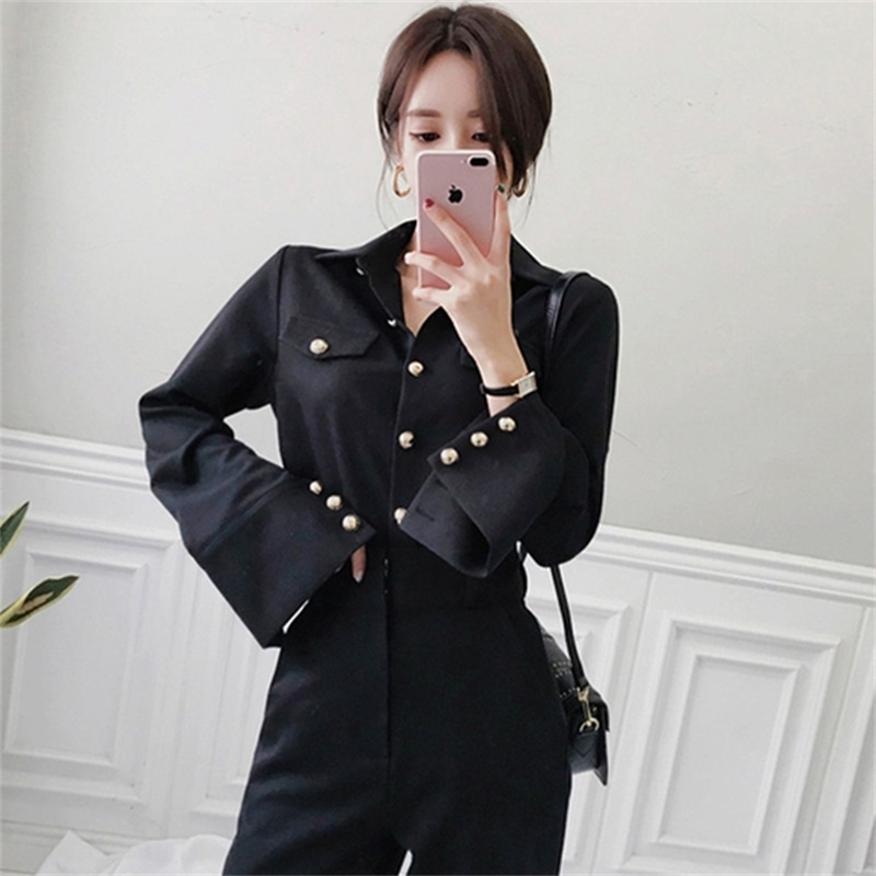 Vintage Black Single Breasted Blouse & High Waist Full Pants OL Style 2 Pieces Set Elegant Spring Work Business Women 210603, Top
Vintage Black Single Breasted Blouse & High Waist Full Pants OL Style 2 Pieces Set Elegant Spring Work Business Women 210603, Top