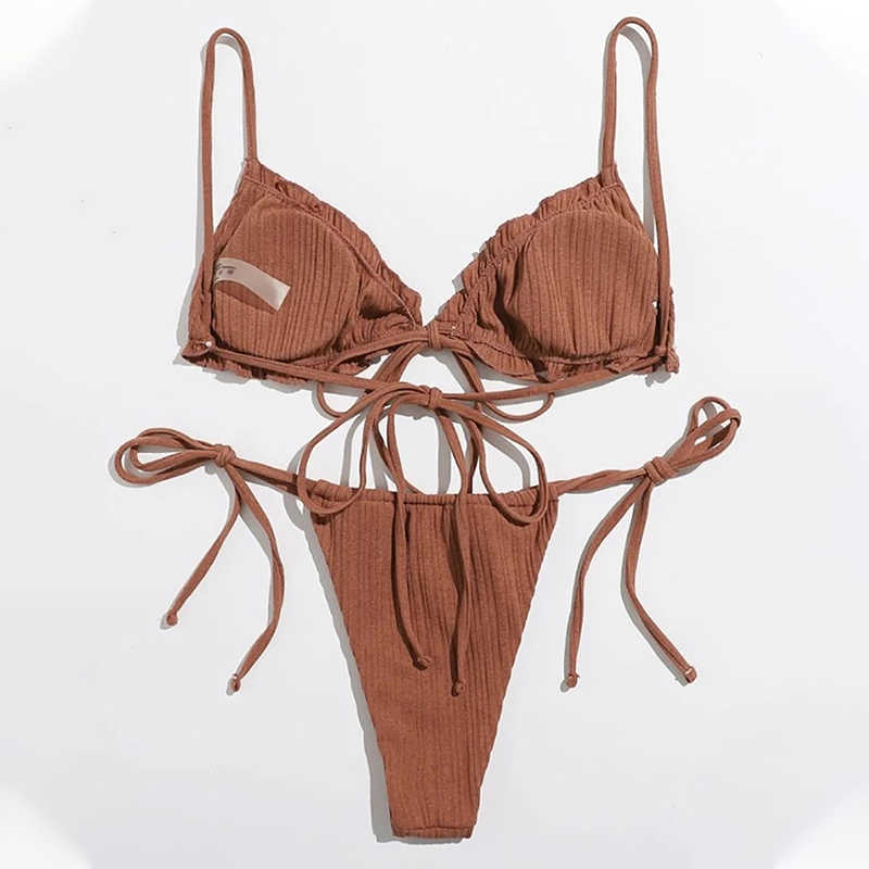 Para Praia Sexy Bikini Brazilian Swimsuit Women Bandage Swimwear Thong Set High Cut Bathing Suit Female Beachwear 210625