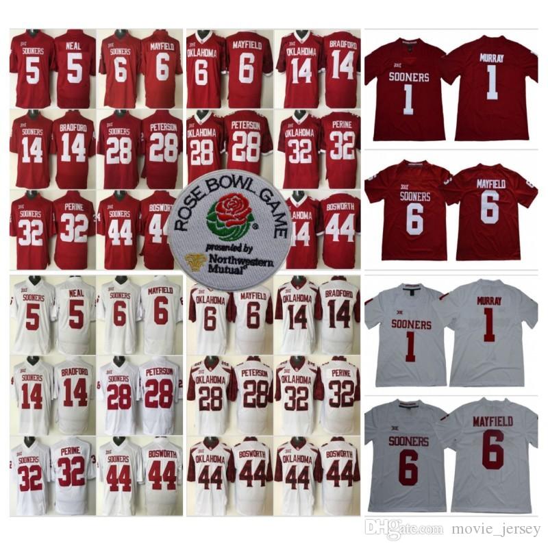 NCAA College Oklahoma Sooners 1 Kyler Murray Jersey 6 Baker Mayfield 14 Sam Bradford 28 Adrian Peterson 44 Brian Bosworth 32 Samaje Perine, Black;red
NCAA College Oklahoma Sooners 1 Kyler Murray Jersey 6 Baker Mayfield 14 Sam Bradford 28 Adrian Peterson 44 Brian Bosworth 32 Samaje Perine, Black;red