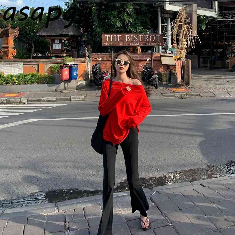 Pants & Capris Slim High Waist Cotton Grey Flare Women Casual Black Wild Mujer Pantalones Streetwear Drop 210429