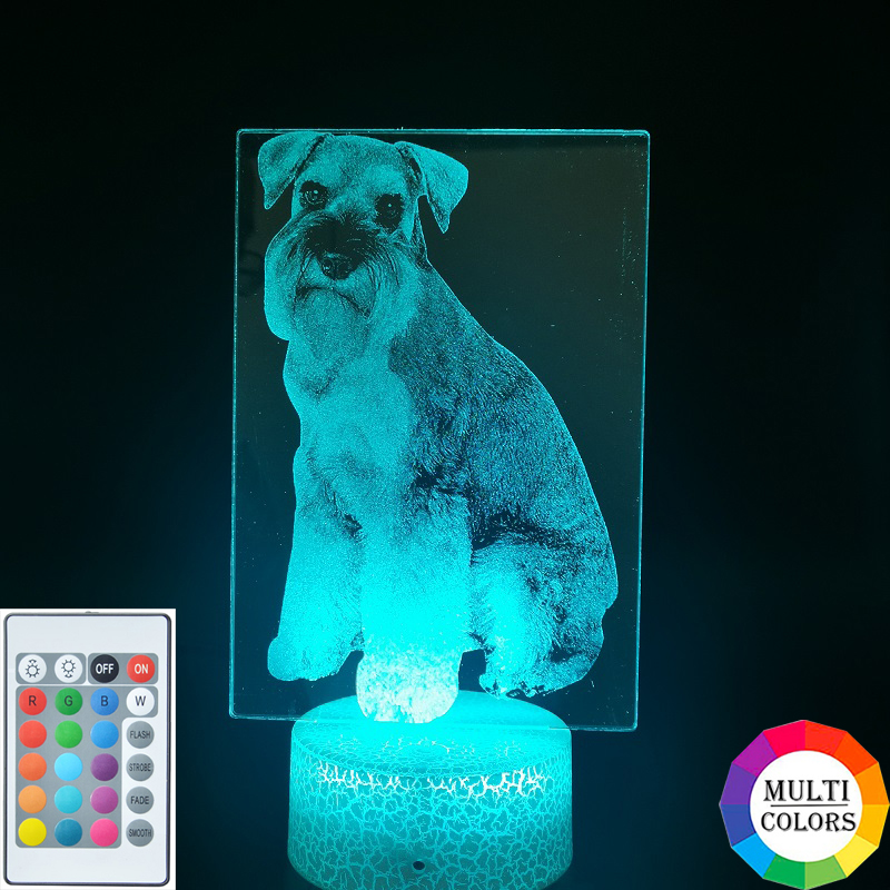 Kids Night Light LED 3D Schnauzer Desk Lamp Pet Dog Nightlight Bluetooth Base Room Atmosphere Decoration Child Birthday Gift
