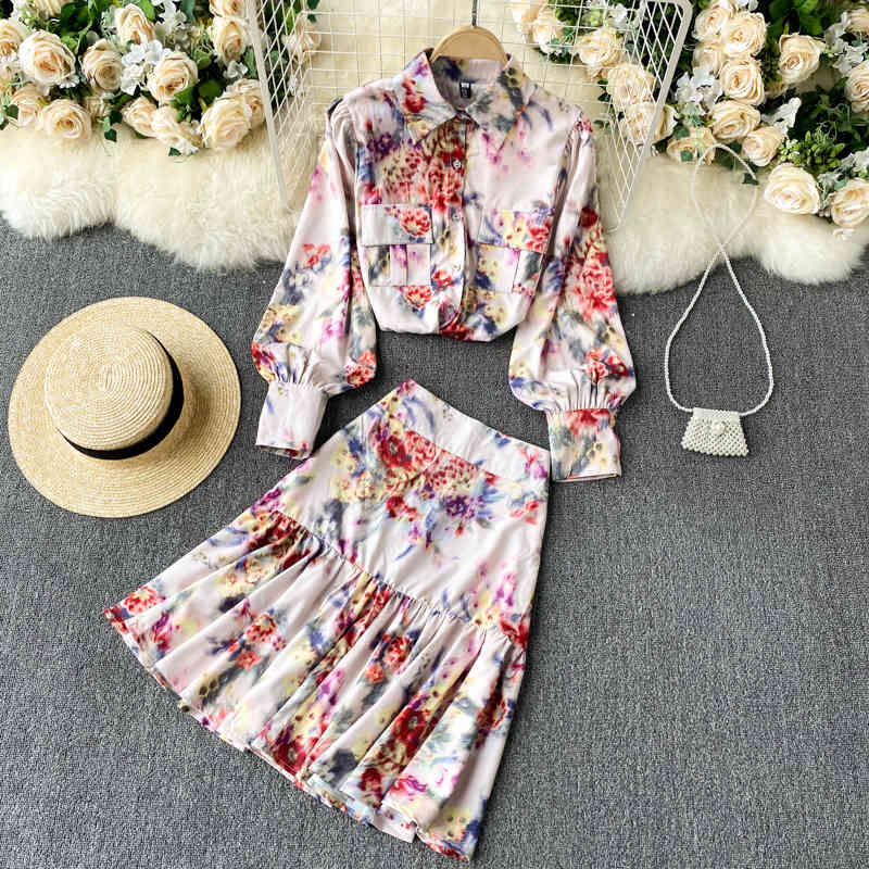 Spring Arrivals Print Laple Collar Single Breasted Long Sleeve Top High Waist Short Skirt Two Piece Set MZ222 210525, Pink
Spring Arrivals Print Laple Collar Single Breasted Long Sleeve Top High Waist Short Skirt Two Piece Set MZ222 210525, Pink