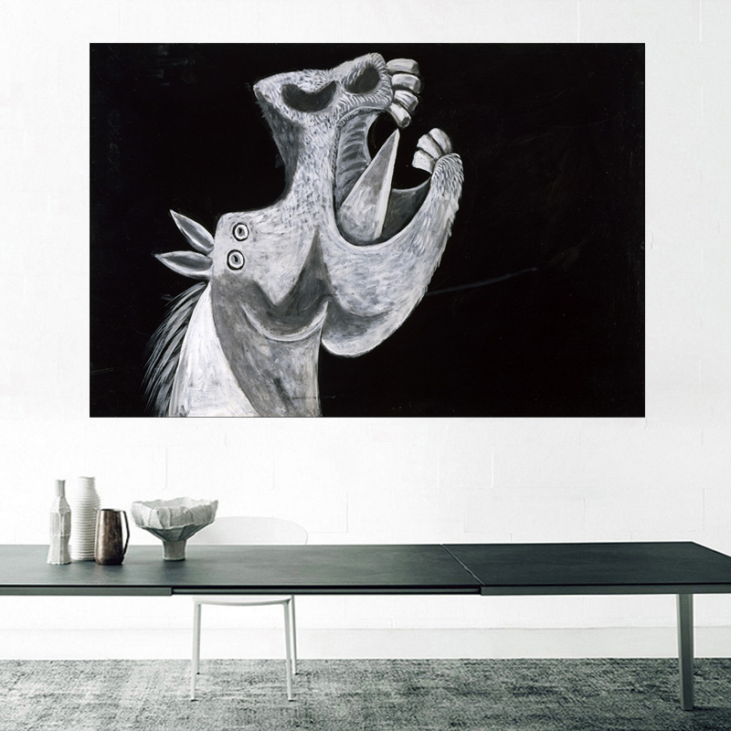 Black White Abstract Cartoon Hippo Head Canvas Painting Wall Art Posters And Prints Wall Pictures For Living Room No Frame