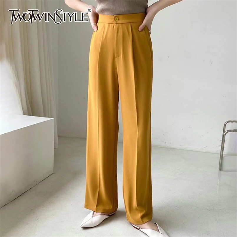 Straight Loose Wide Leg Pants For Women High Waist Casual Minimalist Trouser Female Fashion Clothing Spring 210521, Yellow
Straight Loose Wide Leg Pants For Women High Waist Casual Minimalist Trouser Female Fashion Clothing Spring 210521, Yellow