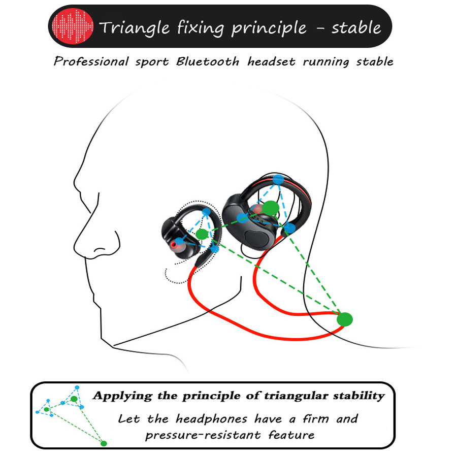 Sports Bluetooth Earphone Wireless Headphones Stereo Headset K98 K100 Binaural Hanging Ear Running Ultra-light Waterproof Earbuds HiFI Bass Hands-Free