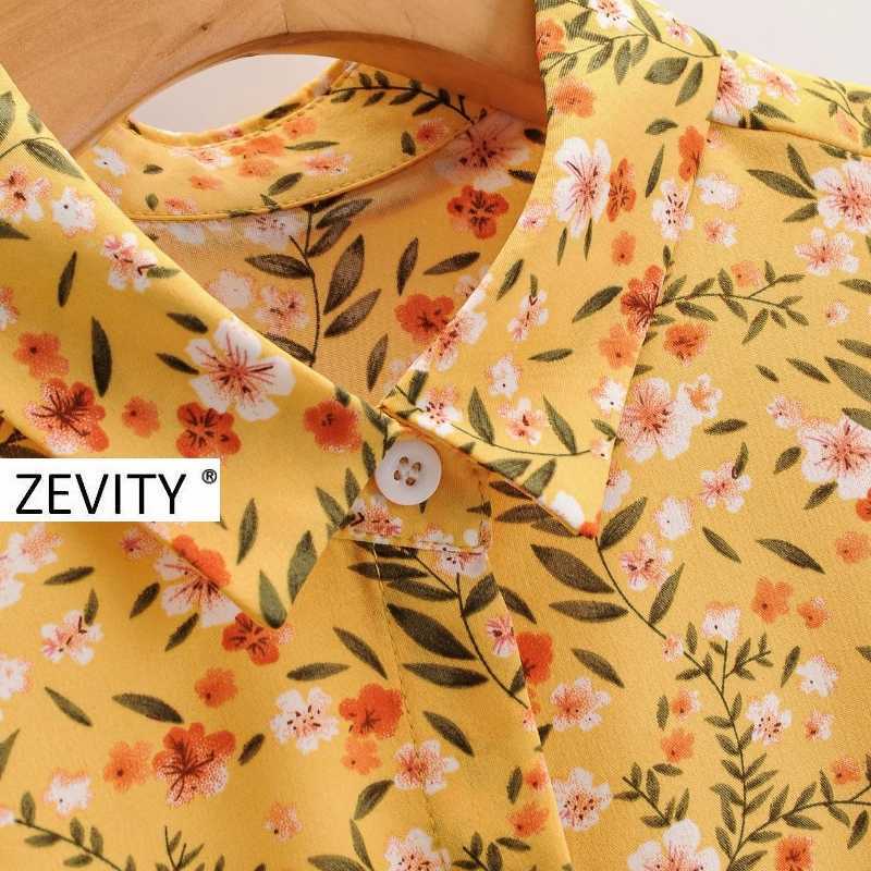 Zevity women vintage floral print casual sashes shirt dress chic office lady long sleeve zipper vestido party dresses DS4166 210603
