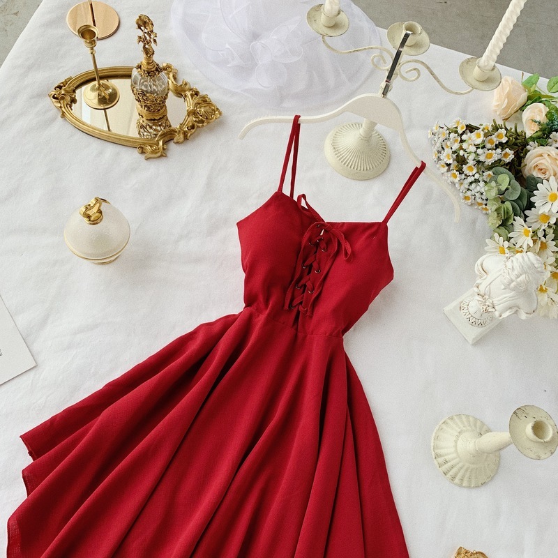 Solid Spring Summer Dress Women High Waist Fashion A-line Sexy Vestidos Irregular Korean Mini Dresses 210521