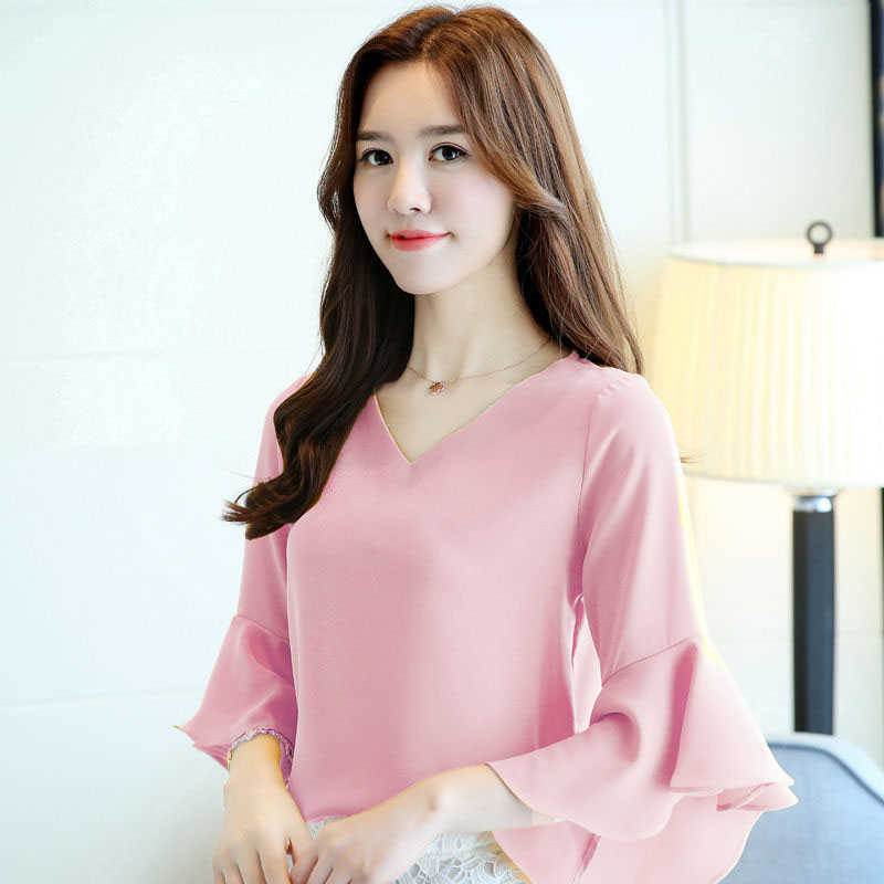 Women Spring Summer Style Chiffon Blouses Shirts Lady Casual Short Flare Sleeve V-Neck Blusas Tops DF2963 210609, Red
Women Spring Summer Style Chiffon Blouses Shirts Lady Casual Short Flare Sleeve V-Neck Blusas Tops DF2963 210609, Red
