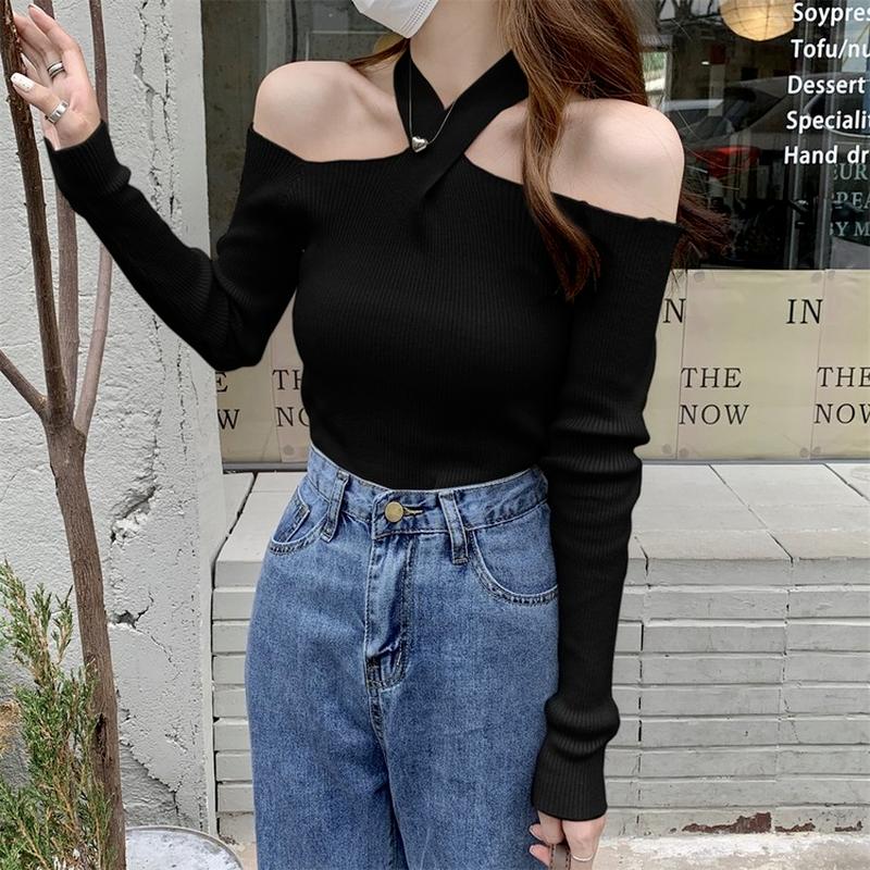 Women's Sweaters Autumn VIntage Knitted Sweater Women Elegant Sexy Off-shoulder Halter Y2k Tops Female Korean Fashion High Street Pullover 2, White;black
Women's Sweaters Autumn VIntage Knitted Sweater Women Elegant Sexy Off-shoulder Halter Y2k Tops Female Korean Fashion High Street Pullover 2, White;black