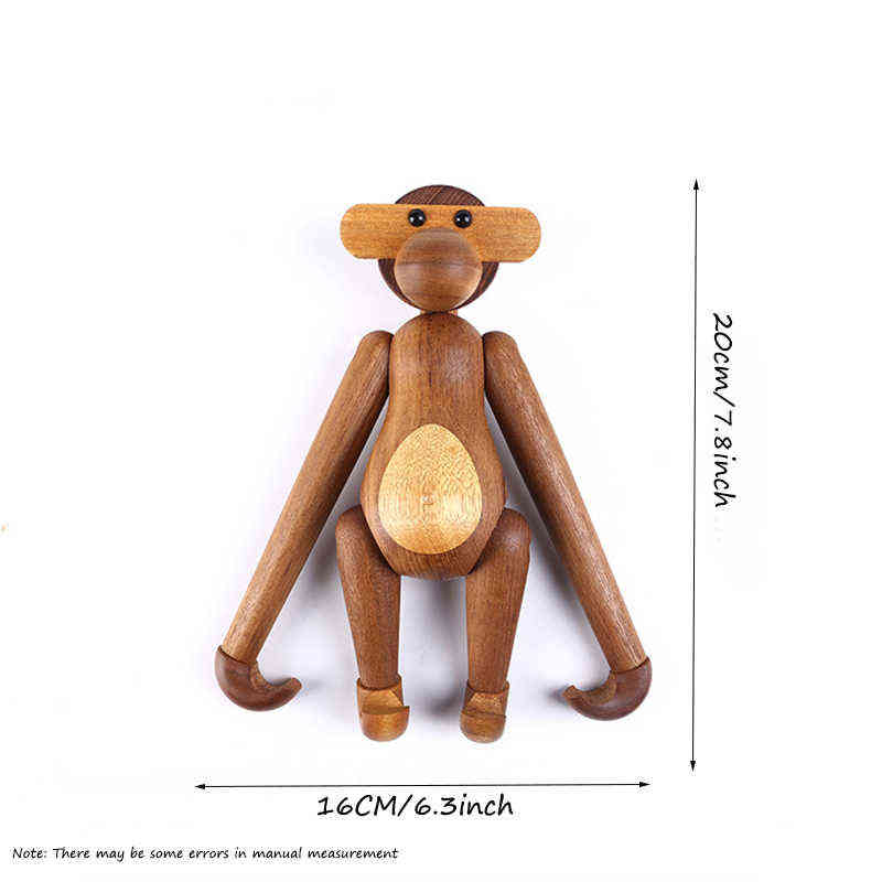 Interesting Wooden Monkey Ornaments Handmade In Nordic Danish Style For Home Statues Sculptures Figurines Interior 211108