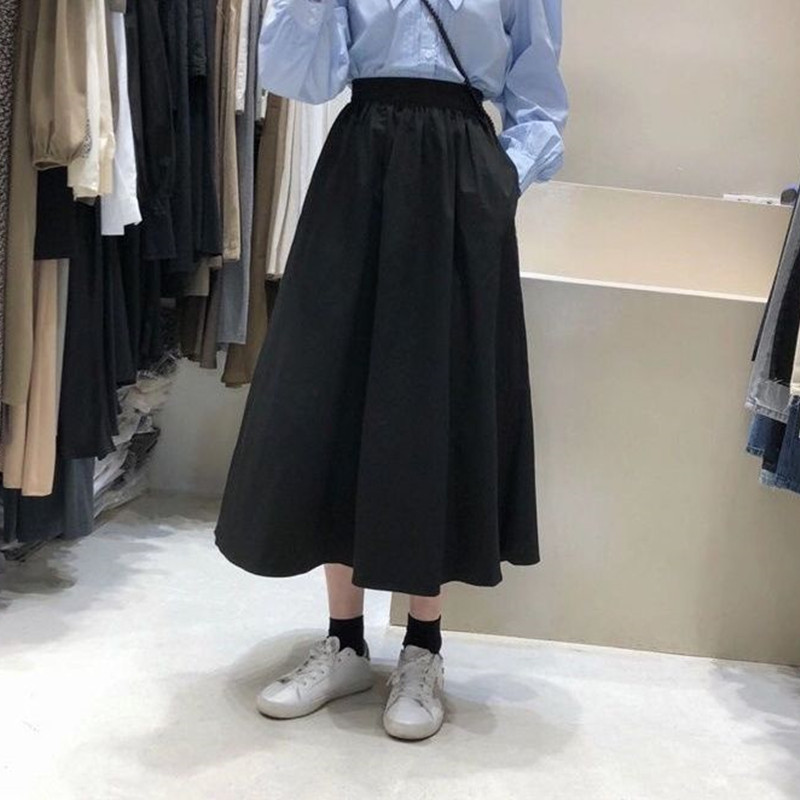 Nomikuma Spring Summer Cotton Skirts Causal High Waist A-line Elegant Skirt Women Korean Fashion Solid Mujer Faldas 6G108 210427