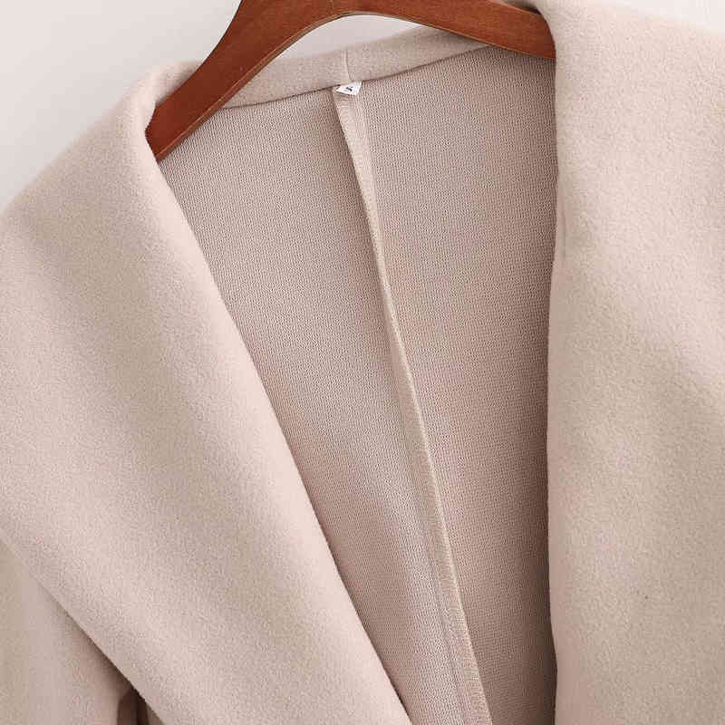 Casual Woman Oversized Sashes Hooded Woolen Coat Fashion Ladies Autumn Loose Camel Outwear Female Elegant Warm Jacket 210515