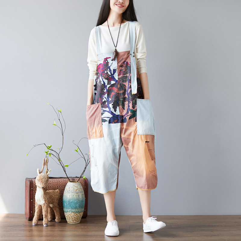 Johnature Print Jumpsuits Calf-length Pants Casual Loose Overalls Pockets Rompers Summer Mixed Colors Women Jumpsuit 210521, Yellow
Johnature Print Jumpsuits Calf-length Pants Casual Loose Overalls Pockets Rompers Summer Mixed Colors Women Jumpsuit 210521, Yellow