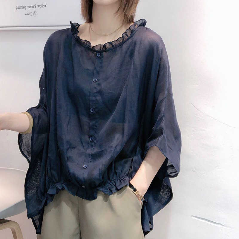 Summer Arts Style Women Batwing Sleeve Loose Shirts Vintage Cotton Linen Casual Blouses Big Size Femme Blusas M145 210721, Dark blue
Summer Arts Style Women Batwing Sleeve Loose Shirts Vintage Cotton Linen Casual Blouses Big Size Femme Blusas M145 210721, Dark blue